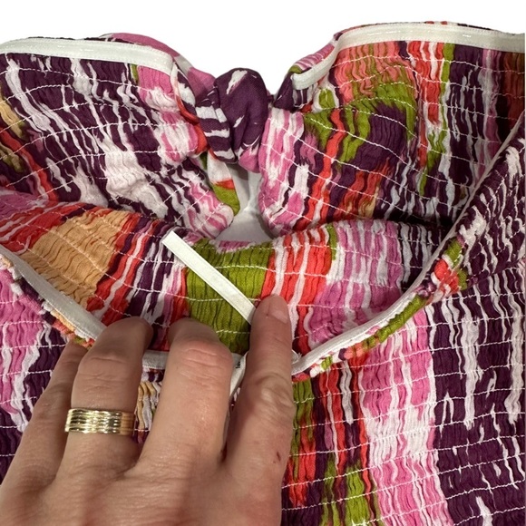 NWT By Anthropologie Purple Motif Strapless Reversible Smocked Mini Dress - Picture 7 of 9